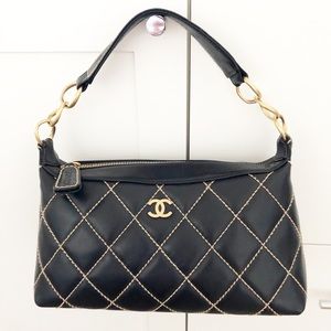 Authentic CHANEL calfskin leather wild stitch bag